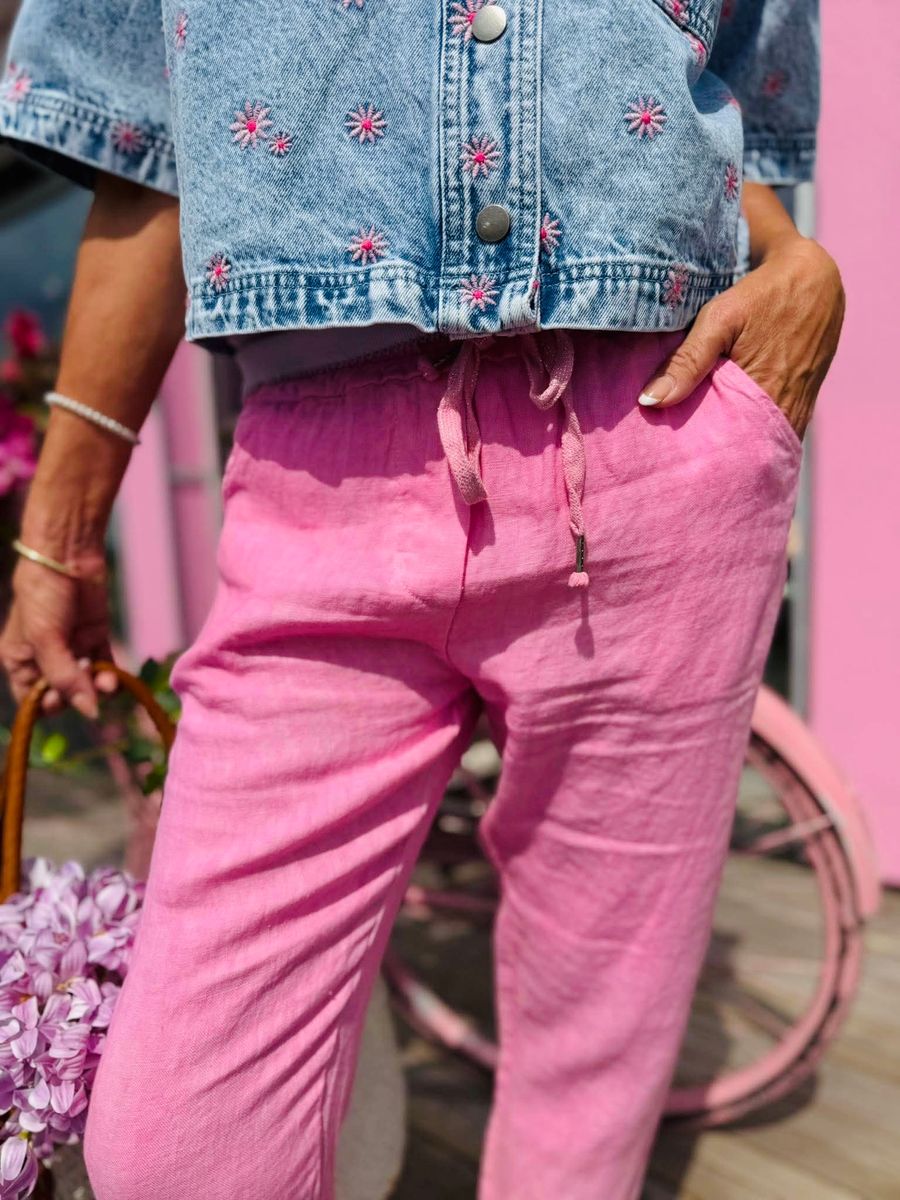 Pink Summer Linen Pant