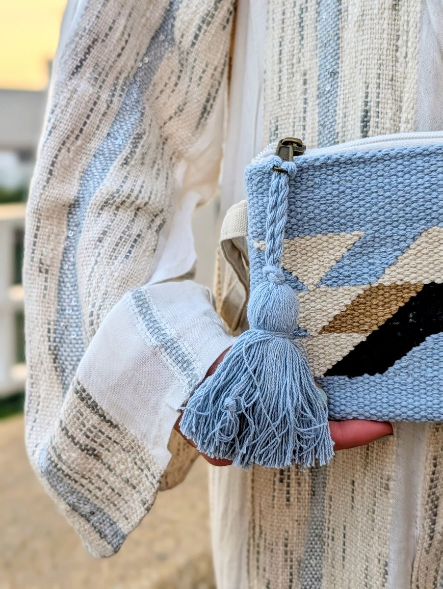 Blue Cotton Clutch