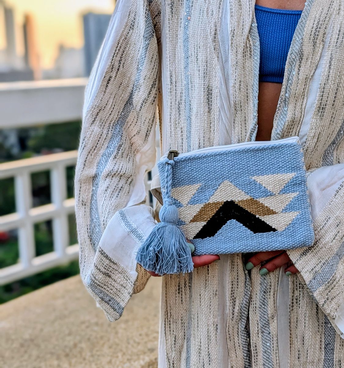 Blue Cotton Clutch