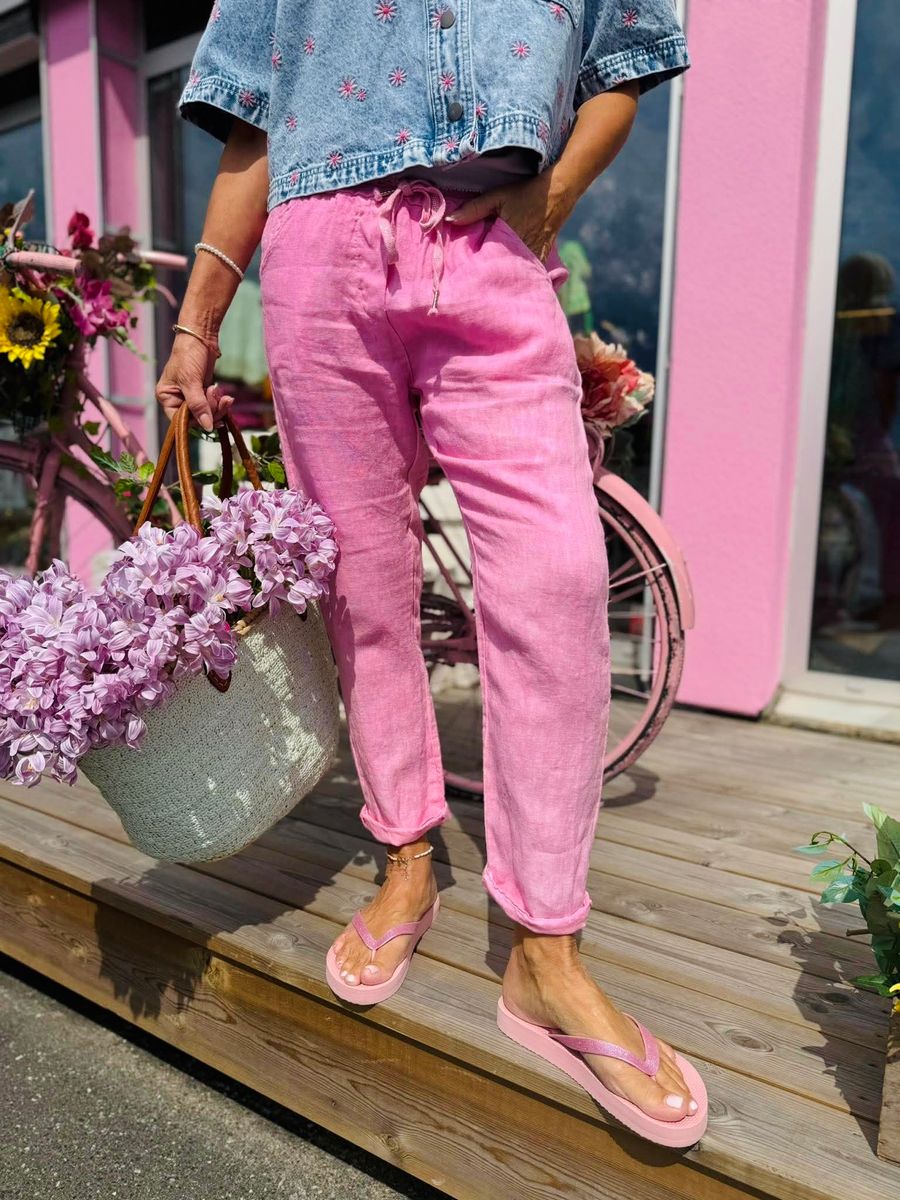 Pink Summer Linen Pant